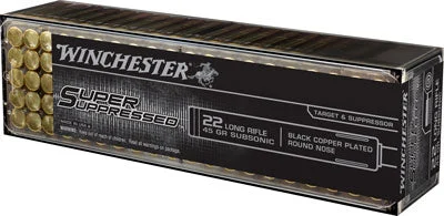 Winchester SUP22LR Super Suppressed Black Copper Plated Round Nose45 Grain .22 Long Rifle