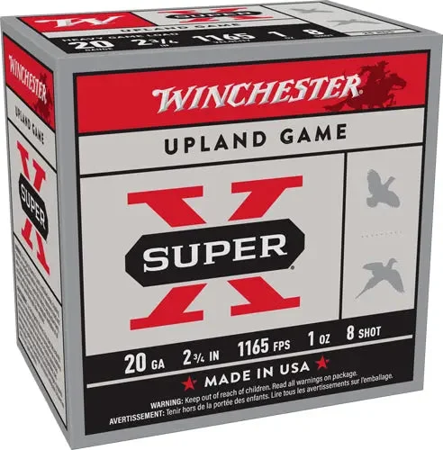 WINCHESTER SUPER-X 20GA 2.75" 1OZ #8 1165FPS 250RD CASE