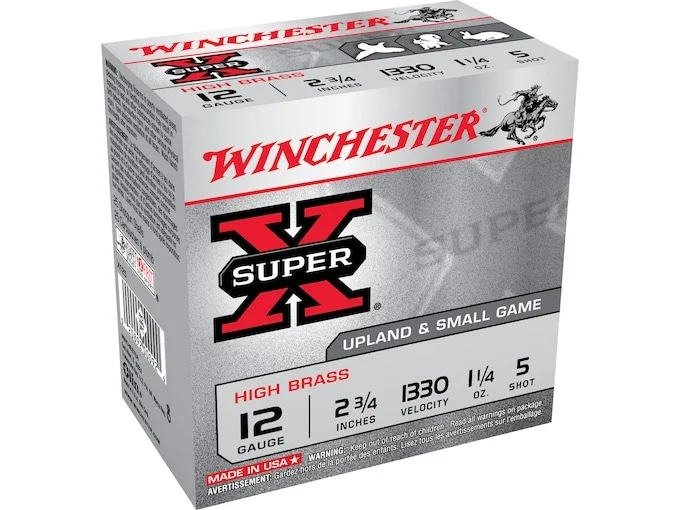 Winchester Super-X High Brass Ammunition 12 Gauge 2-3/4″ 1-1/4 oz #5 Shot