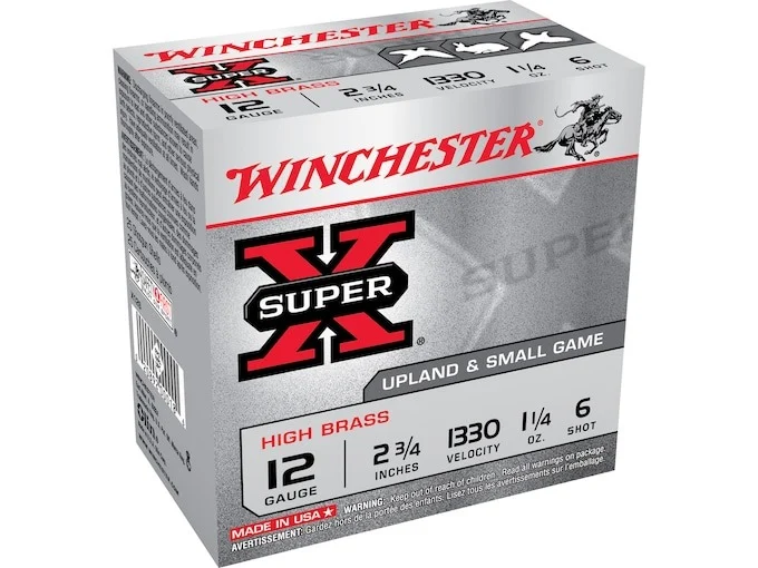 Winchester Super-X High Brass Ammunition 12 Gauge 2-3/4″ 1-1/4 oz #6 Shot