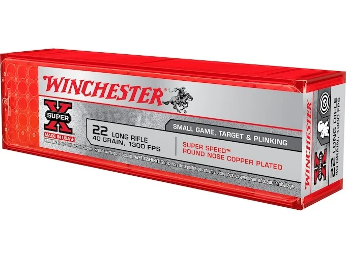 Winchester Super-X High Velocity Ammunition 22 Long Rifle 40 Grain Plated Lead Round Nose