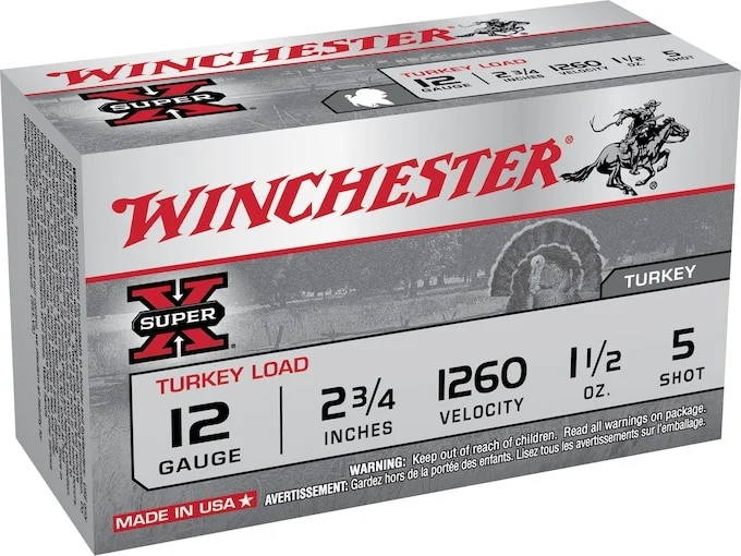 Winchester Super-X Turkey Ammunition 12 Gauge 2-3/4″ 1-1/2 oz #5 Copper Plated Shot Box of 10