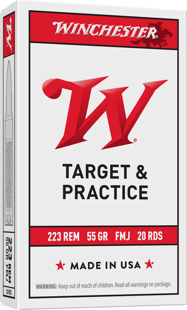Winchester USA .223 Remington 55 Grain Full Metal Jacket (FMJ) Brass Cased Centerfire Rifle Ammunition