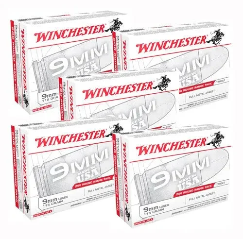 WINCHESTER USA 9MM LUGER 115GR 1000RD CASE