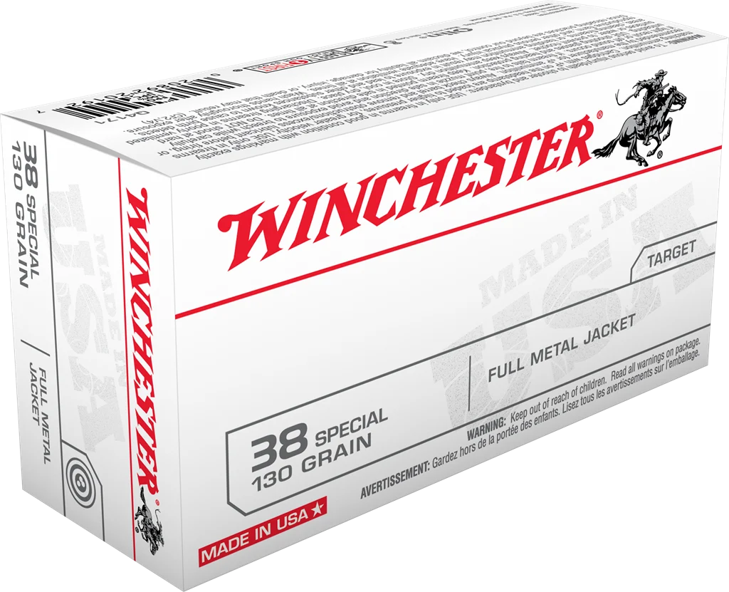 Winchester USA Handgun .38 Special 130 Grain Full Metal Jacket (FMJ) Centerfire Pistol Ammunition