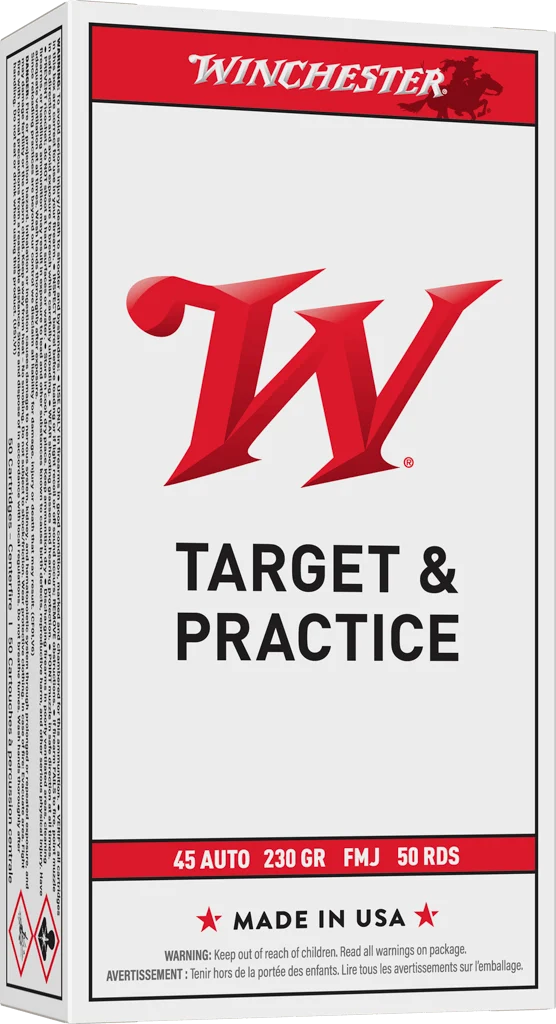 Winchester USA Handgun .45 ACP 230 grain Full Metal Jacket Brass Cased Centerfire Pistol Ammunition