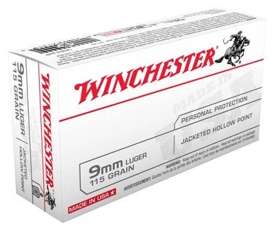 Winchester USA9JHP USA Jacketed Hollow Point JHP 115 Grain 9mm Luger/Parabellum