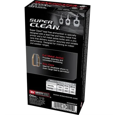Winchester W40SWLF Super Clean Lead Free Full Metal Jacket120 Grain .40 S&W