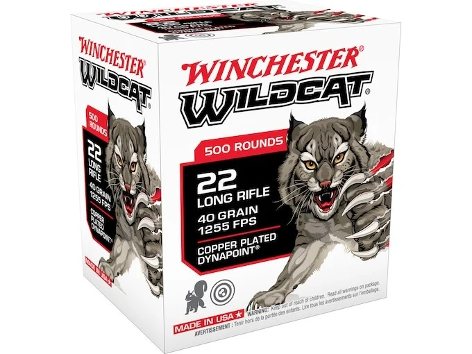 Winchester Wildcat Dynapoint Ammunition 22 Long Rifle 40 Grain Plated Hollow Point