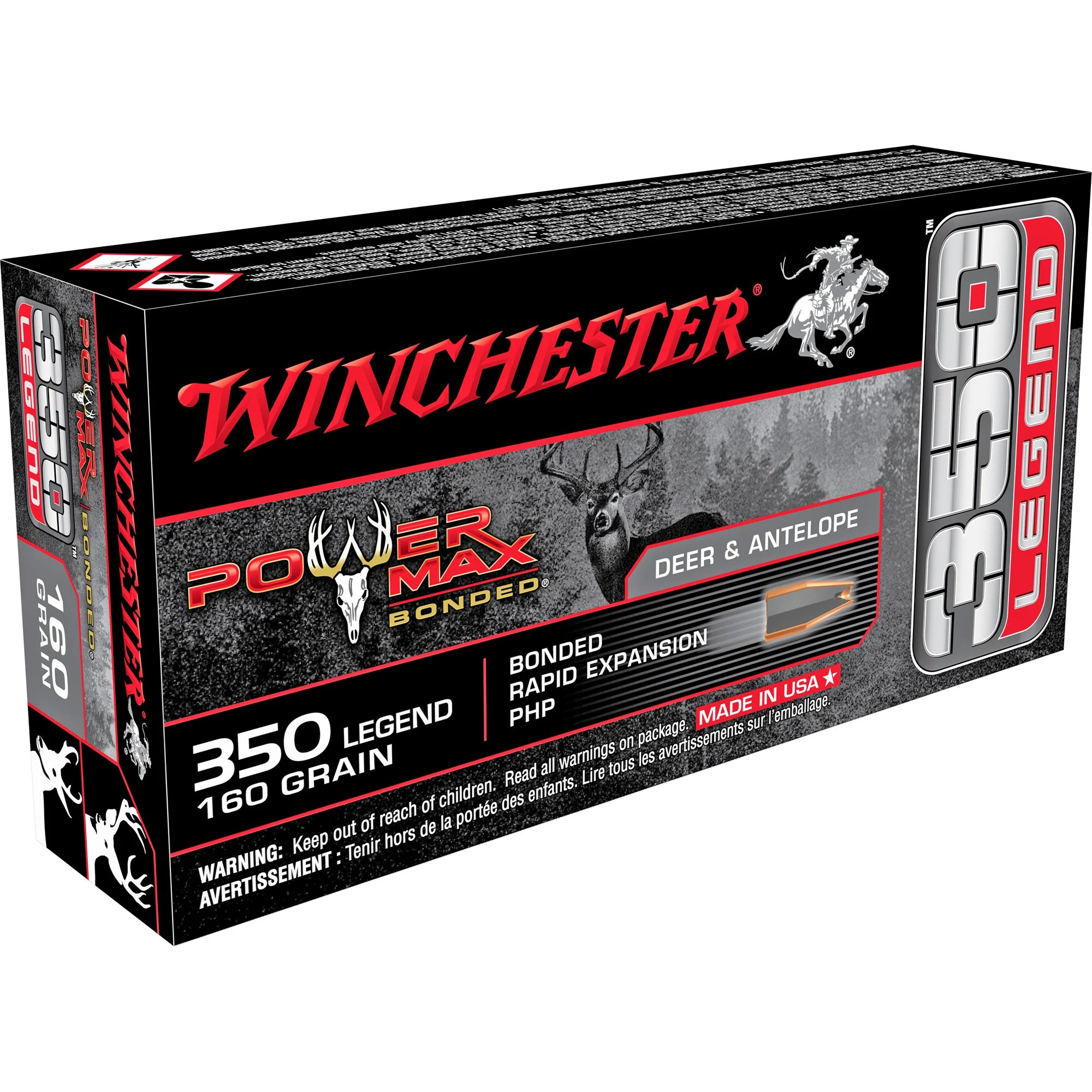 Winchester X3501BP Power Max Bonded Bonded Rapid Expansion PHP160 Grain .350 Legend