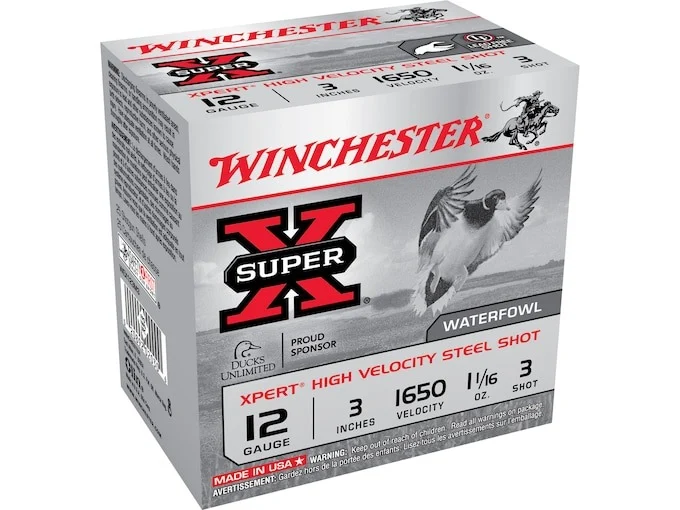Winchester Xpert High Velocity Ammunition 12 Gauge 3″ 1-1/16 oz #3 Non-Toxic Steel Shot