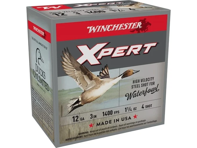 Winchester Xpert High Velocity Ammunition 12 Gauge 3″ 1-1/4 oz #4 Non-Toxic Plated Steel Shot