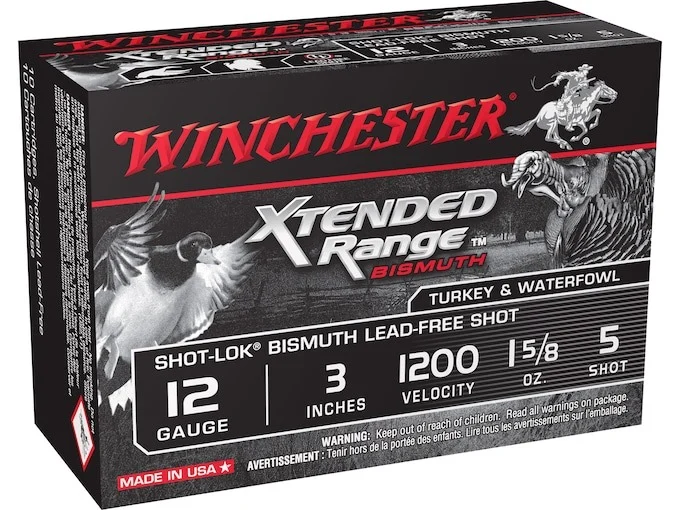 Winchester Xtended Range Bismuth Ammunition 12 Gauge 3″ 1-5/8″ #5 Non-Toxic Shot Box of 10