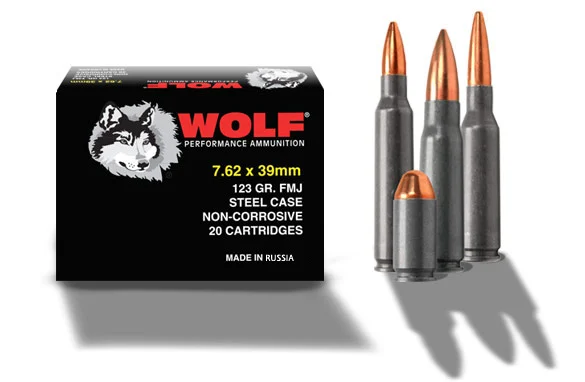 Wolf Performance Ammo 7.62x39mm 123 gr FMJ – Reliable Steel-Case Ammo| 1000 Rounds