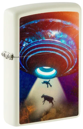 Zippo Lighter UFO Alien Livestock Abduction Glow in the Dark Green ZP49838